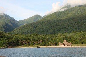 Greystoke camp nestled at the foot of Mahale Mountains National Park