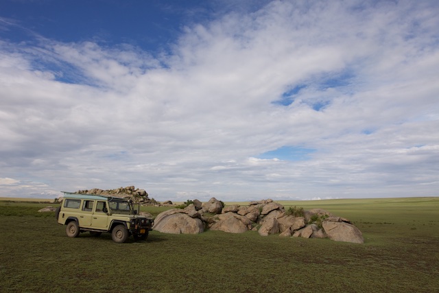 My Land-Rover in the Serengeti Plains