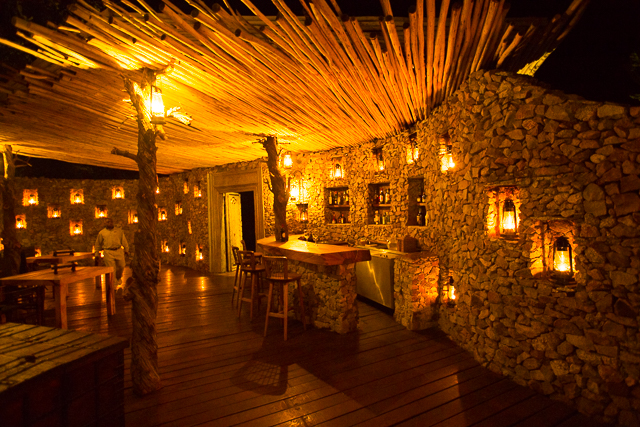 Mwiba Lodge dining area at night